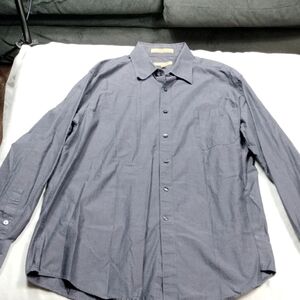 Donna Karen Men's Dark Gray Button-Up Shirt Size 34/35